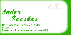 andor kecskes business card