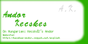 andor kecskes business card